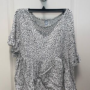 Blue Rain Black and White Spotted Blouse
